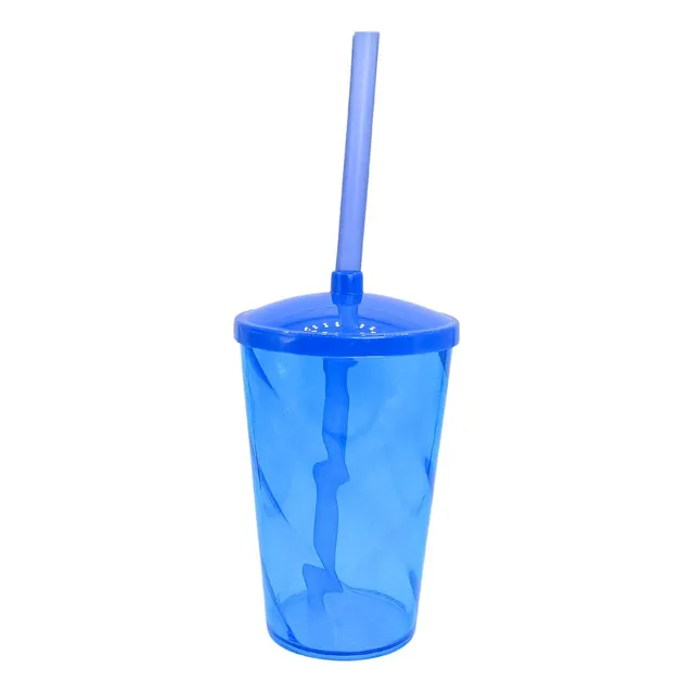 40 Copos Twister 300ml Translucido Com Tampa E Canudo