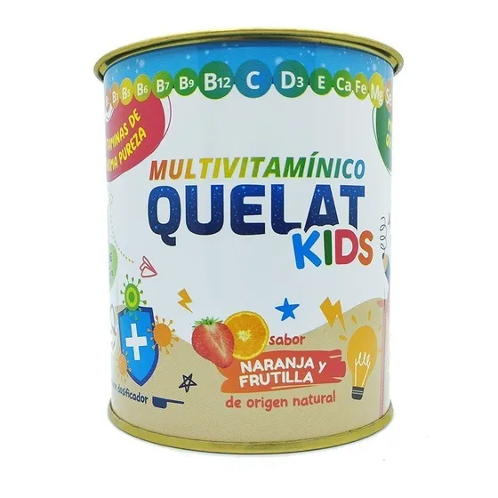 Suplemento Multivitamínico En Polvo Quelat Kids 150 Gr Sabor Naranja y Frutilla