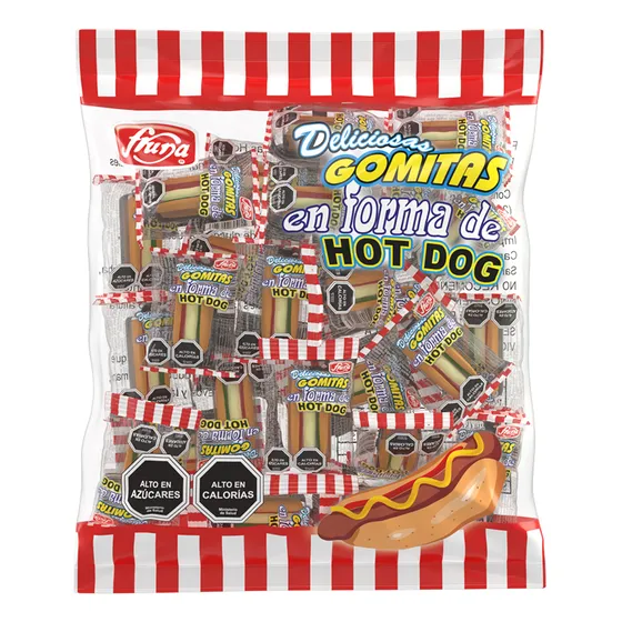 Gomitas Mini Hot Dog - Completos De Fruna Bolsa 36 Unidades
