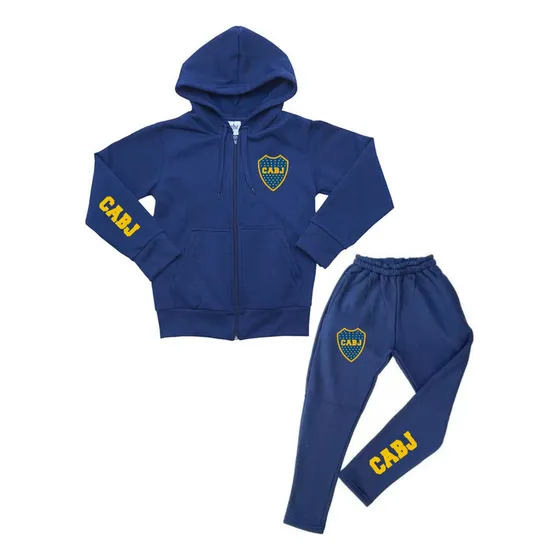 Conjunto Campera Y Pantalon Boca Juniors Algodon Doble Friza