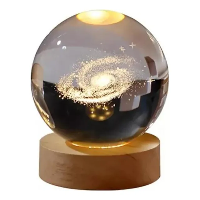 Lampara Esfera 3d Cristal, Para Acompañar Tu Noch3