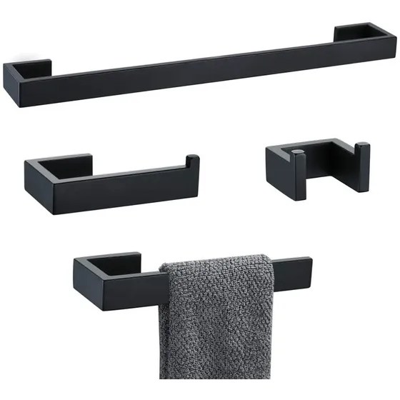 Juego Kit Accesorios De Lujo Para Baños Negro Mate