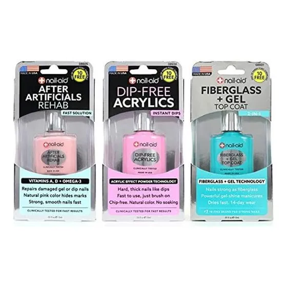 Nail-aid, Paquete De 3 Post-artificiales + Acrílicos Sin Inm