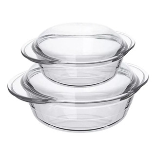 Kit 2 Assadeiras Marinex Terrina C/ Tampa De Vidro 2,3l E 1l Kit 2 Assadeiras Marinex Terrina C/ Tampa De Vidro 2,3l E 1l