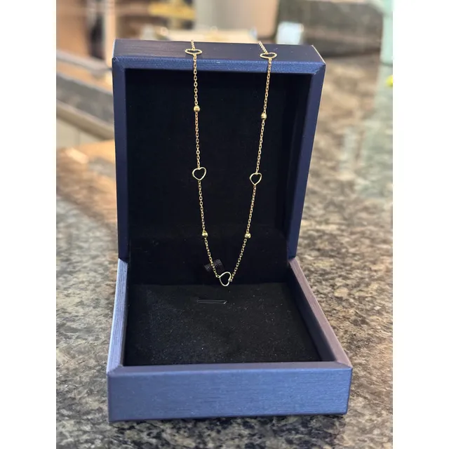 Cadena Corazones Y Balines Oro 18k