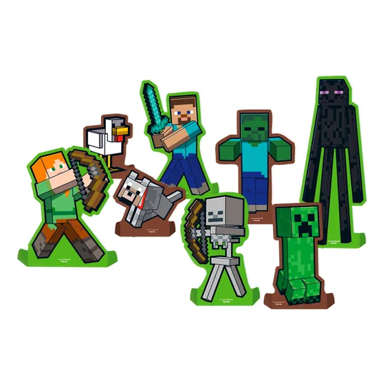 8 Display Decoração Minecraft Festa Aniversário Completa