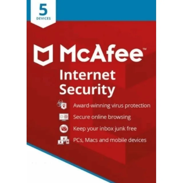 Antivirus Mcafee Internet Security 5 Dispositivo 1 Año Promo