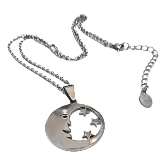 Collar Luna Y Estrellas De Acero Quirúrgico Isadora