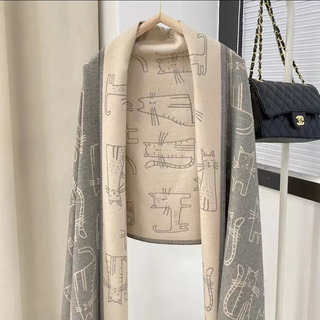 Bufanda Estilo Cachemir Con Diseño De Gato Para Mujer Bufanda Estilo Cachemir Con Diseño De Gato Para Mujer