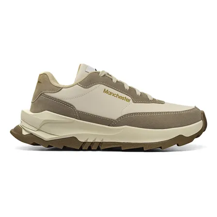 Tênis Masculino Casual Manchester Super Confortável Leve Bege 38 Br