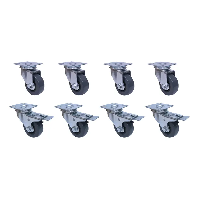 8 Ruedas (4 Giratorias Y 4 Con Freno) 50mm Pvc Palet Anvils No Marcan Muy Buenas!