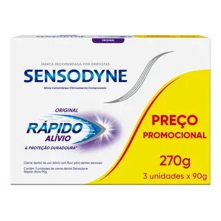 Creme Dental RĂĄpido AlĂvio Sensodyne, Proteção Duradoura Para Dentes E Gengivais SensĂveis, Leve 3 Unidades E Pague 2, 90g Cada Creme Dental RĂĄpido AlĂvio Sensodyne, Proteção Duradoura Para Dentes E Gengivais SensĂveis, Leve 3 Unidades E Pague 2, 90g Cada