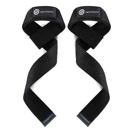 Sportisimo 2 Straps Levantamiento Gym Correas Pesas Crossfit Color Negro