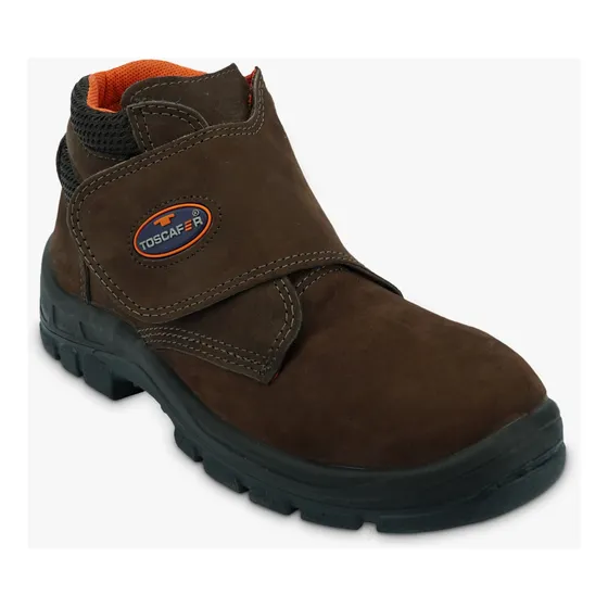 Bota Botina Velcro De Couro Nobuck Segurança Epi Toscafer  