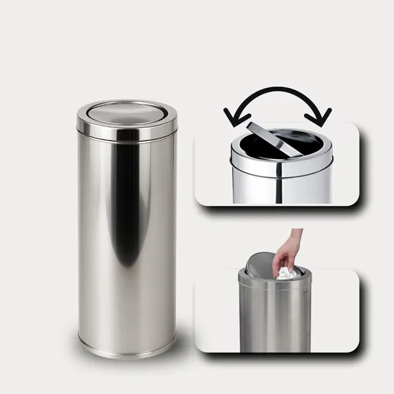 Cesto De Lixo Lixeira Tampa Basculante 100 Litros Em Inox