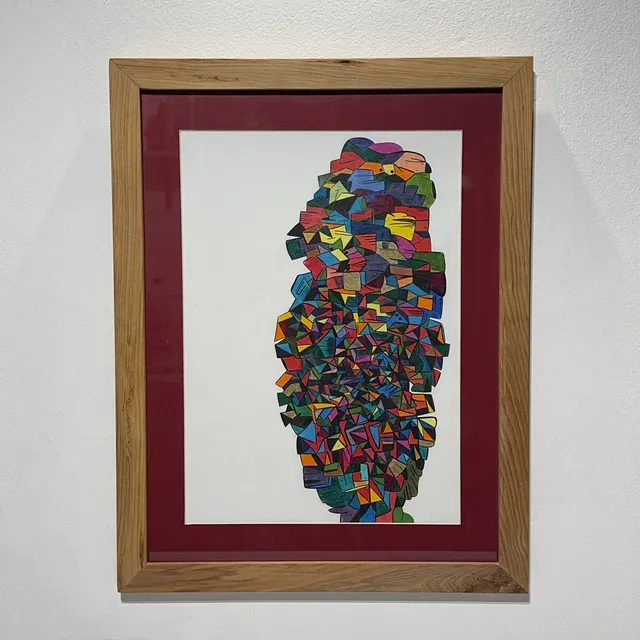 Cuadro Dos Abstracto 56x43 Cms Original Dibujo Art (b)