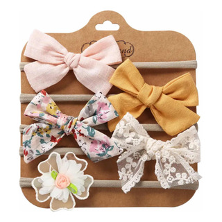 Diadema Elástica Para Bebé, Kit 5 Pz, Colores Varios Diadema Elástica Para Bebé, Kit 5 Pz, Colores Varios