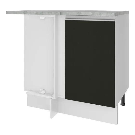 Encimera de esquina Madesa Glamy con 1 puerta, color blanco/negro