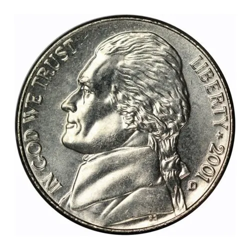 Moeda 5 Cents Jefferson Nickel 2001 Letra D Flor De Cunho