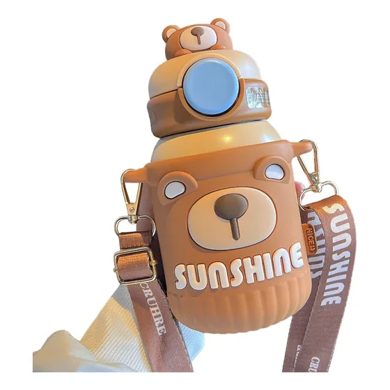Termo Botella Termica Diseños Kawaii Cute 550 Ml Con Correa