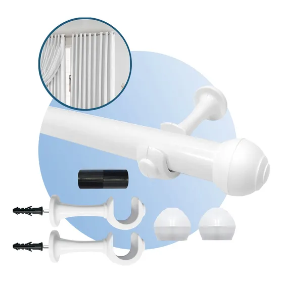 Kit Varão Simples Para Cortina 2,00 Metros 28mm Vária Cores