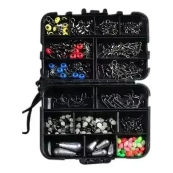 Kit 177 Unidades De Accesorios De Pesca Con Caja De Aparejos