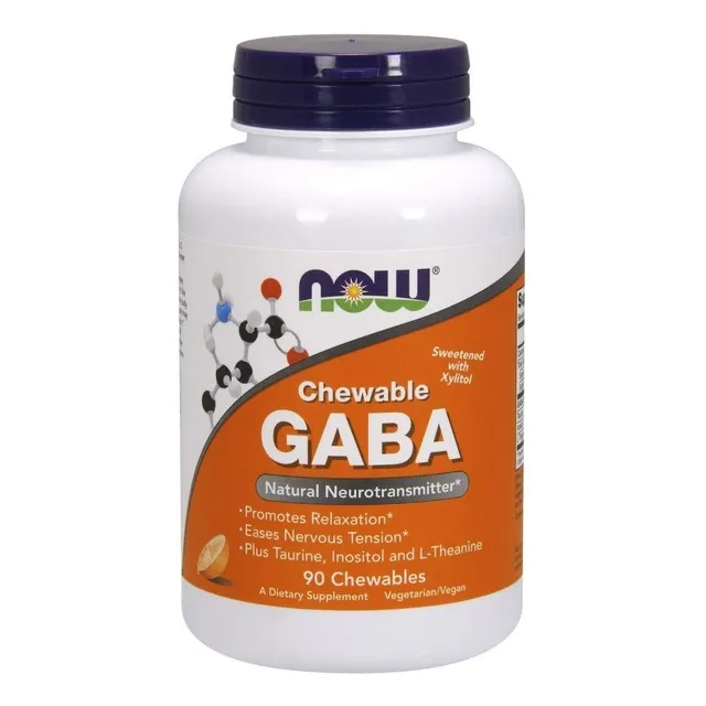 Gaba 500 mg, 90 comprimidos masticables, sabor a naranja, sabor Now Foods válido el 2 de febrero de 2023