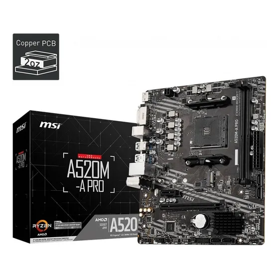Placa Mae Amd Msi A520m-a Pro Ddr4 Ryzen Micro Atx