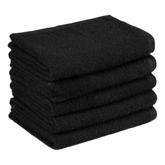 Kit 10 Toalhas Rosto Clássica Para Salão De Beleza Atacado Cor Preto Lisa