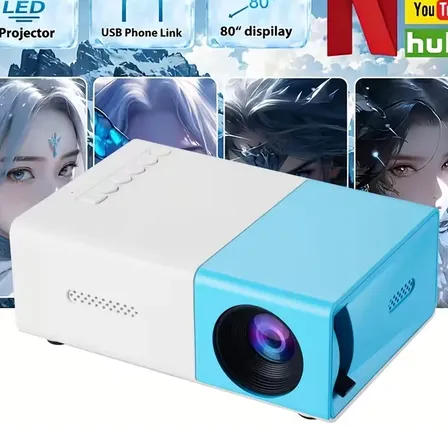 Mini Proyector Yg300 1080p Hd Usb Sd Type C Blue And White