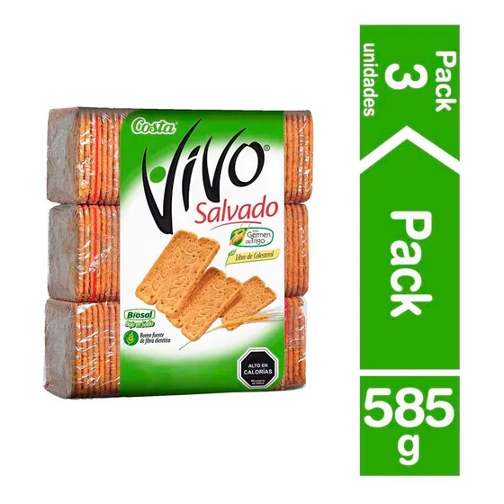 Pack X3und de Galletas Salvado 585 Gr Vivo
