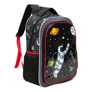 Mochila Infantil Escolar Costas Menino Astronauta Cor Preto Mochila Infantil Escolar Costas Menino Astronauta Cor Preto