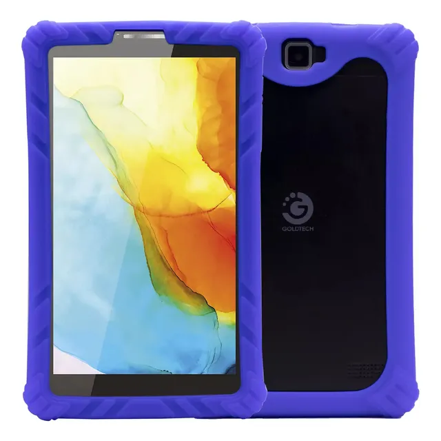 Tablet Goldtech De 7'' 16gb Con Forro Azul Y Rosa Infantil Color Negro