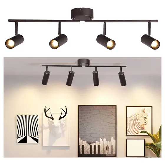 Lámpara Riel Moderna Led Iluminación Decorativ 4luz Bombilla