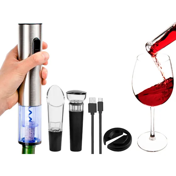 Kit Sacacorchos Automatico Electrico Abridor Vino Destapador
