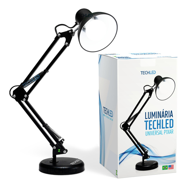 Luminaria De Mesa Articulável Techled Cor Preto Luminaria De Mesa Articulável Techled Cor Preto
