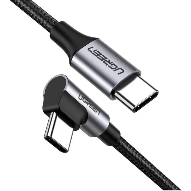 Cable USB Tipo C 90° UGREEN Carga Rápida 60W PD 20V 3A Datos 480mbps USB-C 1 Metro Negro