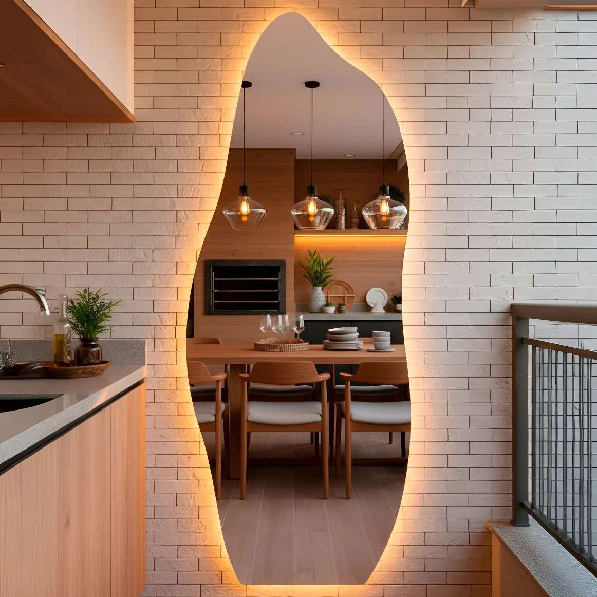 Espelho Organico com LED 170x70 cm Modelo Flame