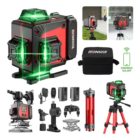 Nível Laser Verde 16 Linhas Com Tripé Profissional 360 Graus