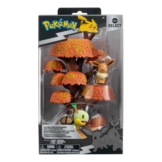 Floresta Outonal 15cm Com Boneco Eevee E Turtwig - Pokémon