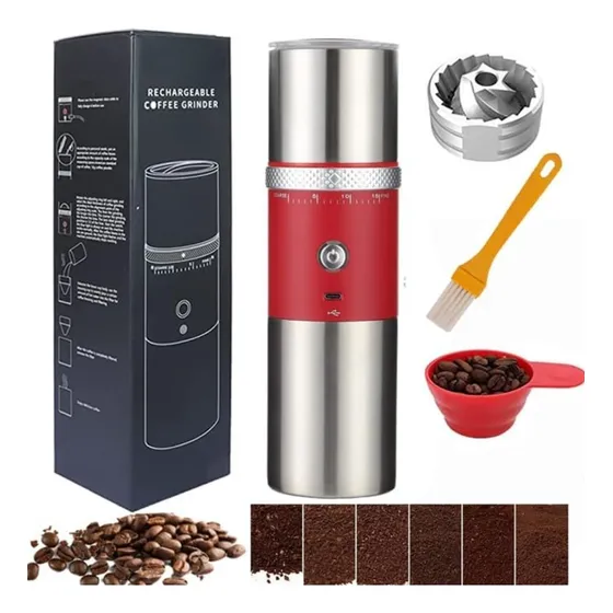 Molino&cafetera Recargable 2 En 1 - Muelas Acero Inoxidable
