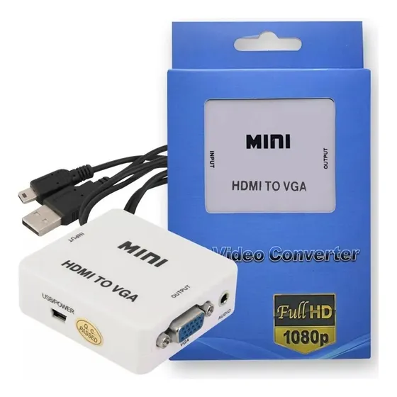 Conversor Hdmi A Vga C/ Audio Pc A Tv Analogico Digital Fhd