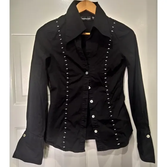 Camisa De Vestir De Dama Color Negro, Talla M, Usada