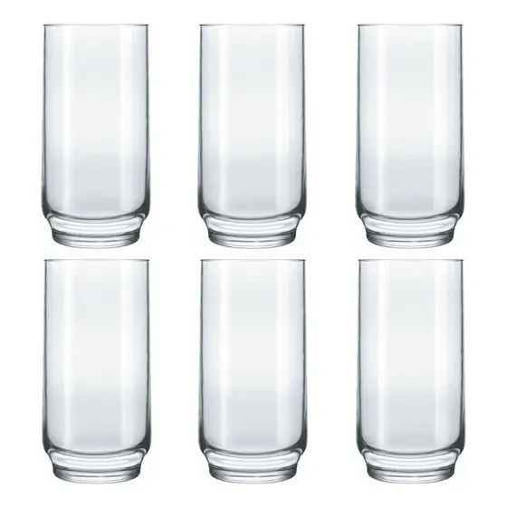 Jogo Copo Lights Agua Suco Vidro Long Drink 410ml - Kit 6 Un Cor Transparente