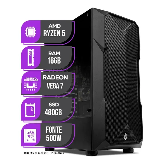 Pc Gamer Mancer, Amd Ryzen 5, 16gb Ddr4, Ssd 480gb