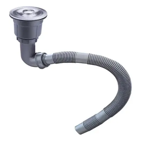 Kit Sifon Lavaplato Moderno + Cesta Fregadero Acero Inox