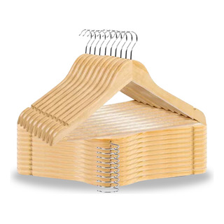 Ganchos De Madera Con Antiderrapante P/ropa Kampak - 20 Pzs Ganchos De Madera Con Antiderrapante P/ropa Kampak - 20 Pzs