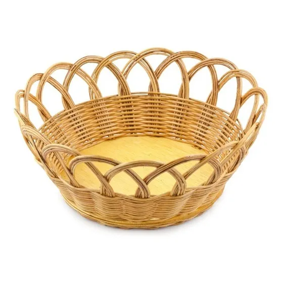 Cesta Redonda Em Vime Trabalhado M/ G - 21,5x7