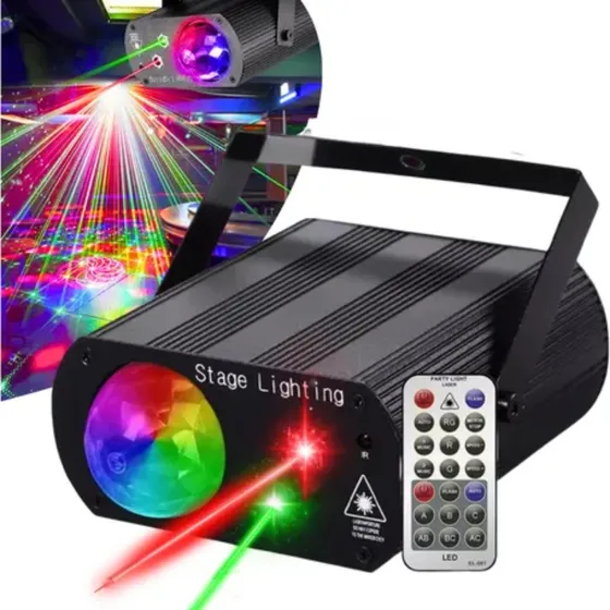 Canhão Raio Laser Holográfico Rgb C/ Controle Festa