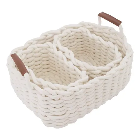 Cesta De Almacenamiento De Algodón Tejida - Set De 3 Tamaños